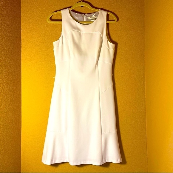 White House Black Market Dresses & Skirts - WHBM Iconic Sleeveless White A-Line Dress and Belt Size 6